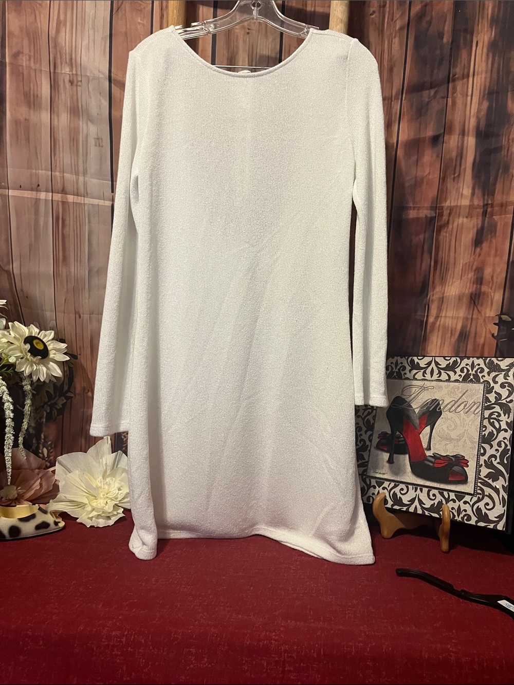 Divided White Long-Sleeve Mini Dress